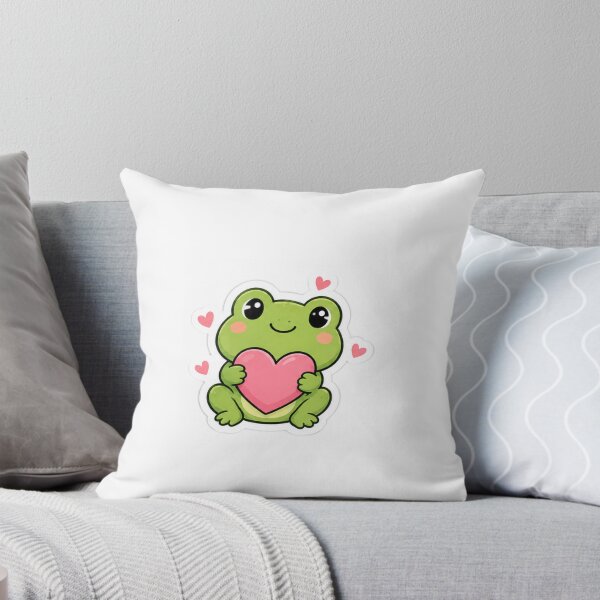 Item preview, Cute Frog Hugging Pink Heart – Kawaii Love Sticker designed and sold by TinyMoodShop.