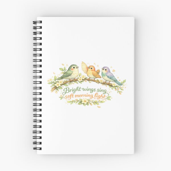 Item preview, Bright Wings Sing Soft Morning Light Cute Bird Floral Cottagecore Art Design designed and sold by inkoutninja.