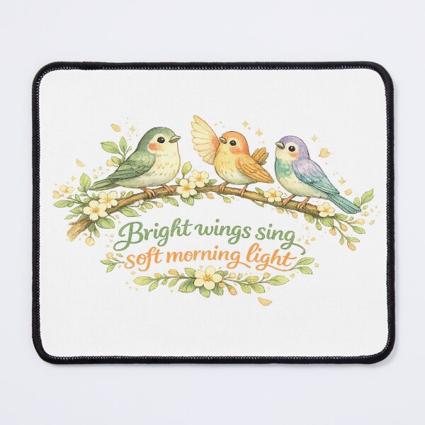 Item preview, Bright Wings Sing Soft Morning Light Cute Bird Floral Cottagecore Art Design designed and sold by inkoutninja.