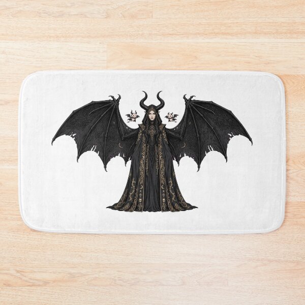 Item preview, LILITH Full Body Gothic Queen with Huge Black Bat Wings and Two Tiny Succubus Familiars - Dark Fantasy Cloak Art designed and sold by Csaba1983.