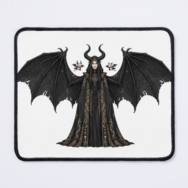 Item preview, LILITH Full Body Gothic Queen with Huge Black Bat Wings and Two Tiny Succubus Familiars - Dark Fantasy Cloak Art designed and sold by Csaba1983.