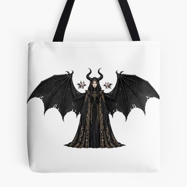 Item preview, LILITH Full Body Gothic Queen with Huge Black Bat Wings and Two Tiny Succubus Familiars - Dark Fantasy Cloak Art designed and sold by Csaba1983.