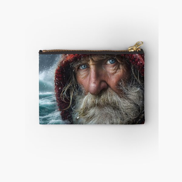 Item preview, Elderly Man in Red Hood Staring at Stormy Ocean designed and sold by Artessie.