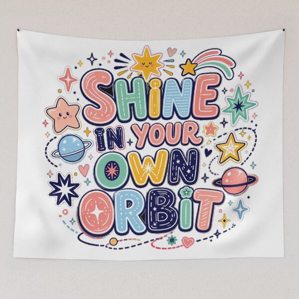 Item preview, Shine in Your Own Orbit Cute Cosmic Space Positive Quote Art Design designed and sold by inkoutninja.