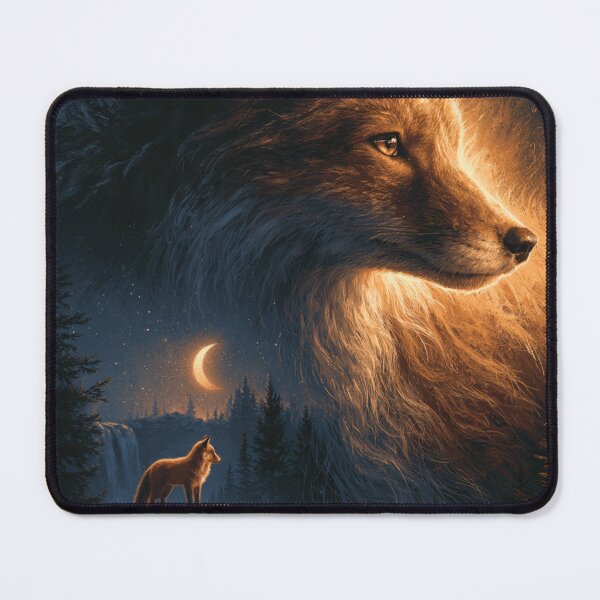 Item preview, Majestic Fox Spirit Moonlit Forest Night Wildlife designed and sold by NicolasGlowArt.