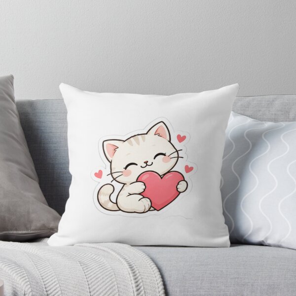Item preview, Cute Cat Hugging Heart – Kawaii Love Sticker designed and sold by TinyMoodShop.