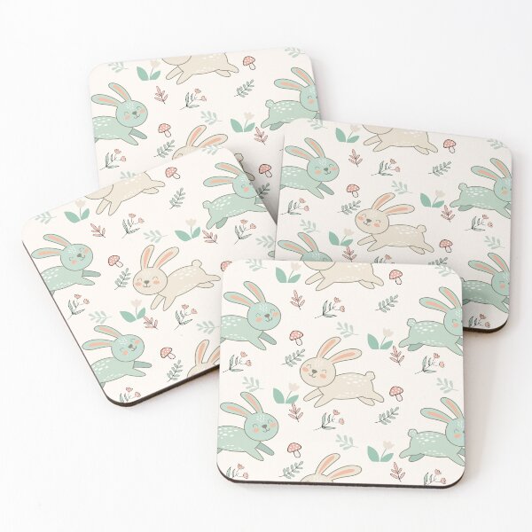 Item preview, Cute Bunny Seamless Pattern with Forest Elements designed and sold by prapapon.
