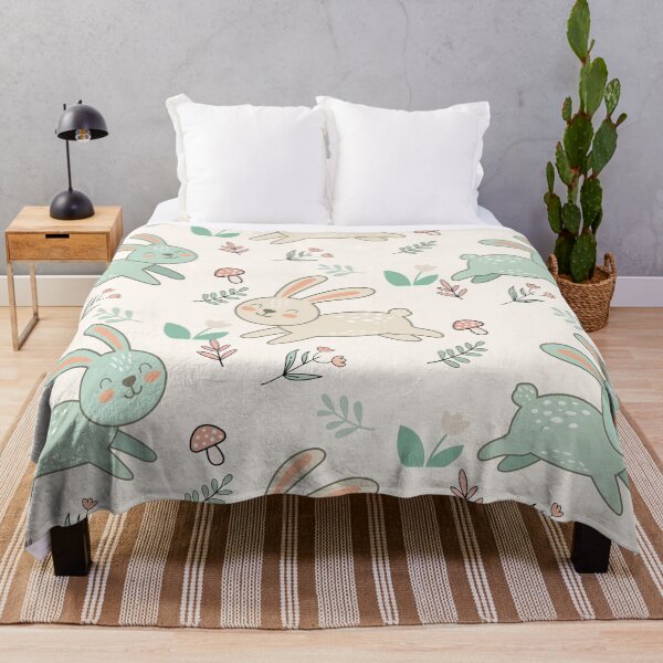 Item preview, Cute Bunny Seamless Pattern with Forest Elements designed and sold by prapapon.