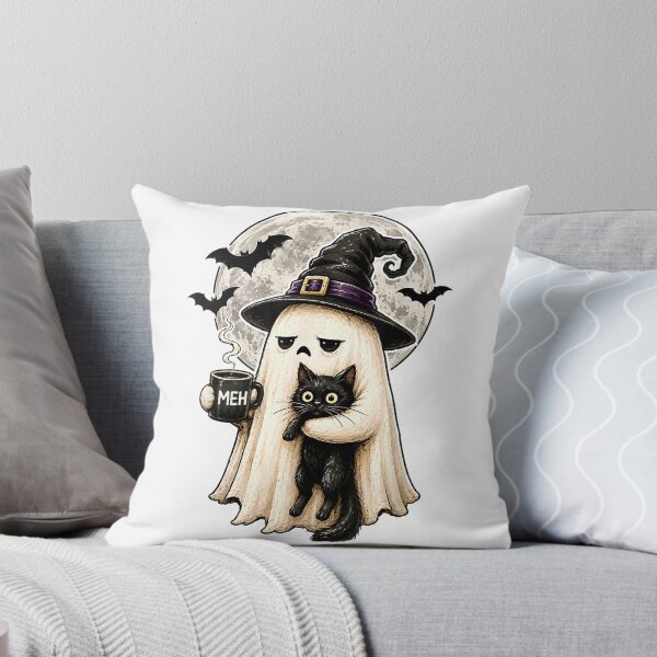 Item preview, Ghost Cat Spooky Black Funny Halloween Coffee Lover T-Shirt designed and sold by HugsPlusCoffee.