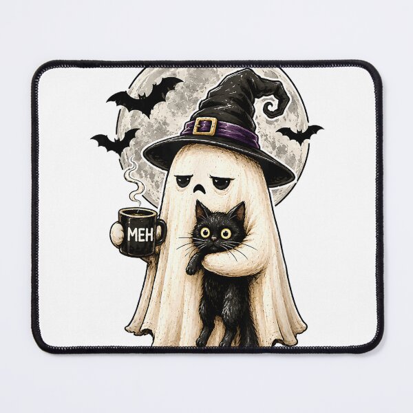 Item preview, Ghost Cat Spooky Black Funny Halloween Coffee Lover T-Shirt designed and sold by HugsPlusCoffee.