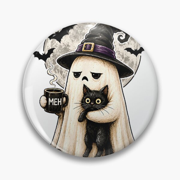 Item preview, Ghost Cat Spooky Black Funny Halloween Coffee Lover T-Shirt designed and sold by HugsPlusCoffee.