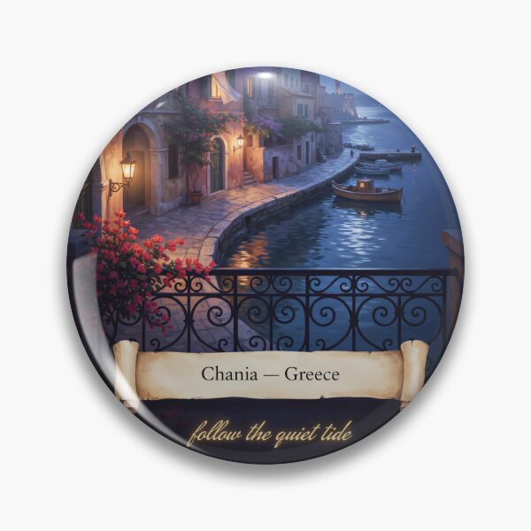 Item preview, Chania Moonlit Balcony Streetscape — Romantic Mediterranean Night Art designed and sold by stickercuffs.
