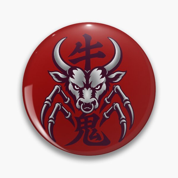 Item preview, Japanese Ushi-Oni Yokai Design – Plum Noir & Silver Kanji Art designed and sold by Handcan.