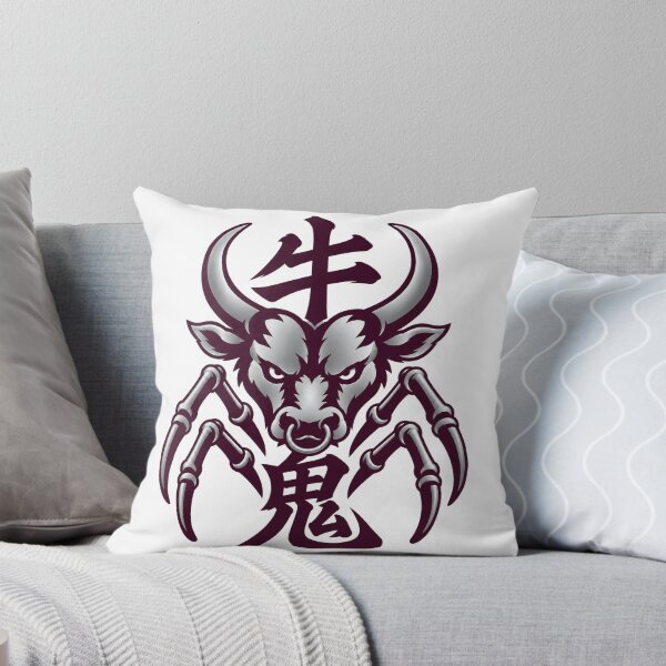 Item preview, Japanese Ushi-Oni Yokai Design – Plum Noir & Silver Kanji Art designed and sold by Handcan.