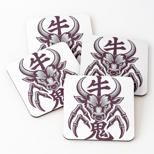 Item preview, Japanese Ushi-Oni Yokai Design – Plum Noir & Silver Kanji Art designed and sold by Handcan.