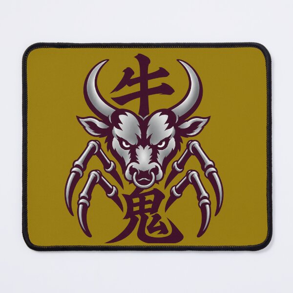 Item preview, Japanese Ushi-Oni Yokai Design – Plum Noir & Silver Kanji Art designed and sold by Handcan.