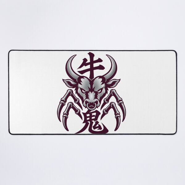 Item preview, Japanese Ushi-Oni Yokai Design – Plum Noir & Silver Kanji Art designed and sold by Handcan.
