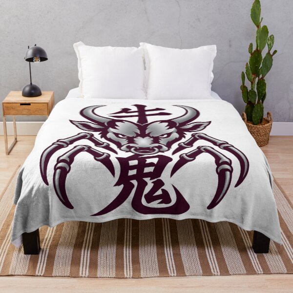 Item preview, Japanese Ushi-Oni Yokai Design – Plum Noir & Silver Kanji Art designed and sold by Handcan.
