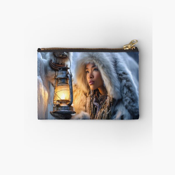Item preview, Elegant Woman in Fur Coat with Lantern in Ice Cave designed and sold by Artessie.