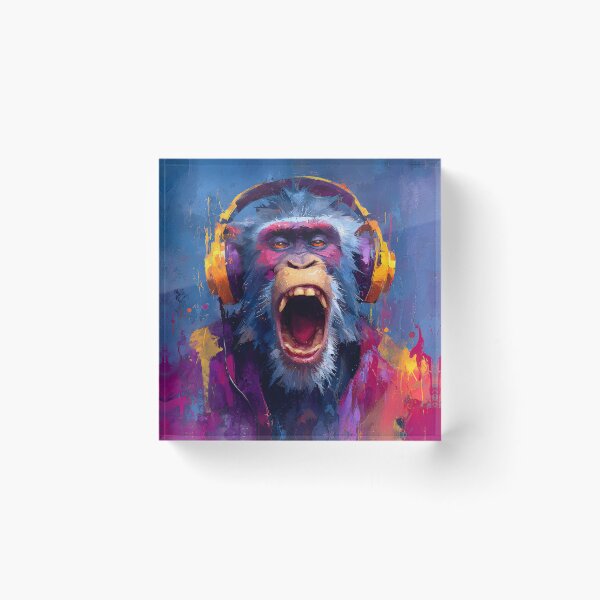Item preview, DJ Monkey with Headphones Colorful Graffiti Pop Art designed and sold by GrinGalore.