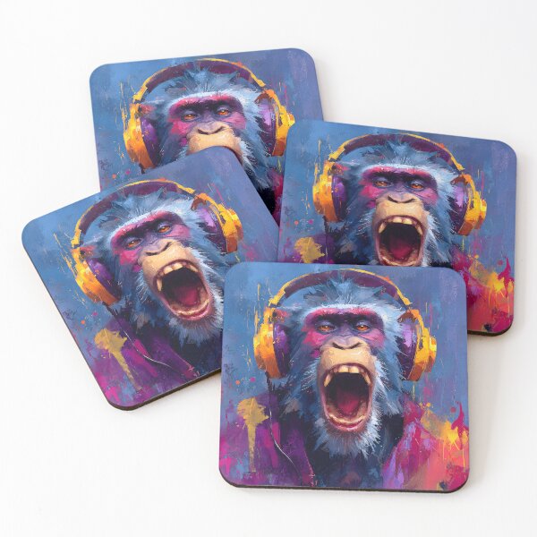 Item preview, DJ Monkey with Headphones Colorful Graffiti Pop Art designed and sold by GrinGalore.