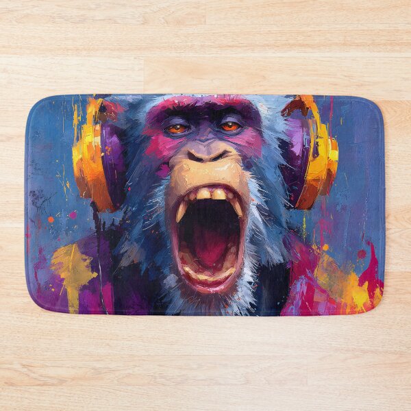 Item preview, DJ Monkey with Headphones Colorful Graffiti Pop Art designed and sold by GrinGalore.