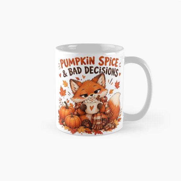 Item preview, Pumpkin Spice & Bad Decisions – Cute Cozy Fox Autumn Design designed and sold by DreamyBrushArt.