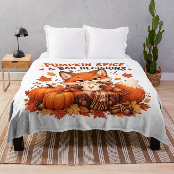 Item preview, Pumpkin Spice & Bad Decisions – Cute Cozy Fox Autumn Design designed and sold by DreamyBrushArt.