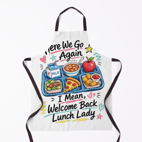 Item preview, Here We Go Again I Mean Welcome Back Lunch Lady Cafeteria T-Shirt designed and sold by teluguredbubble.