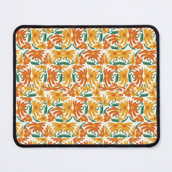 Item preview, Retro Orange and Mustard Floral Pattern – Vintage Hand Drawn Flowers  designed and sold by Sondosyazanart.