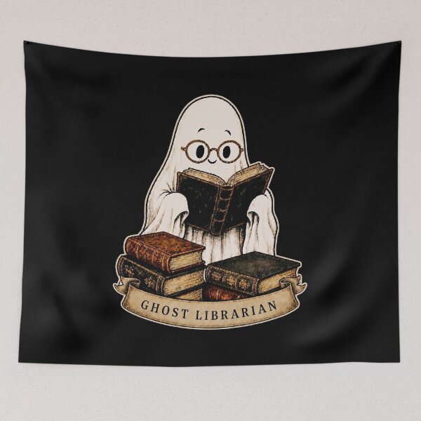Item preview, Copy of Spooktober Ghost Librarian Cozy Reading Vintage Halloween Book Lover Design designed and sold by PrintInkLab.