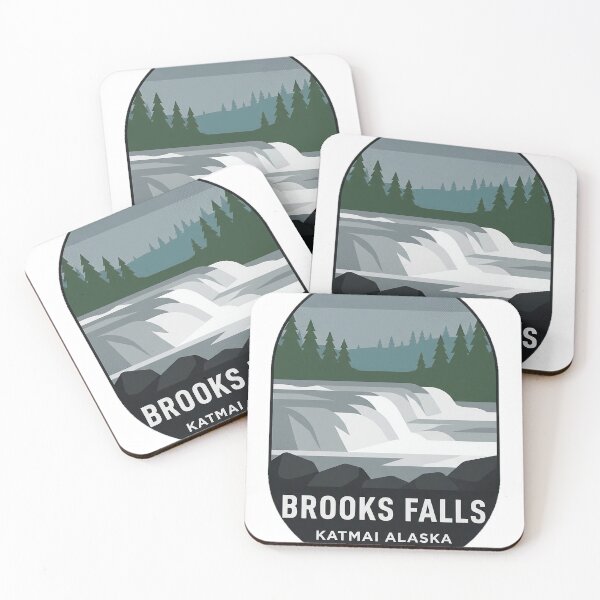 Item preview, Brooks Falls Alaska Overcast Geometric Sticker Badge designed and sold by DetourDgn.