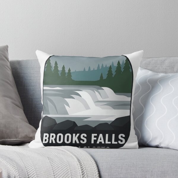 Item preview, Brooks Falls Alaska Overcast Geometric Sticker Badge designed and sold by DetourDgn.