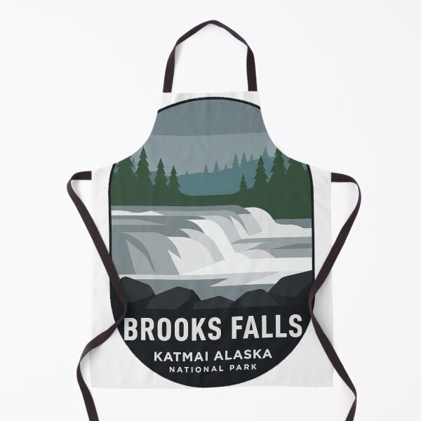 Item preview, Brooks Falls Alaska Overcast Geometric Sticker Badge designed and sold by DetourDgn.