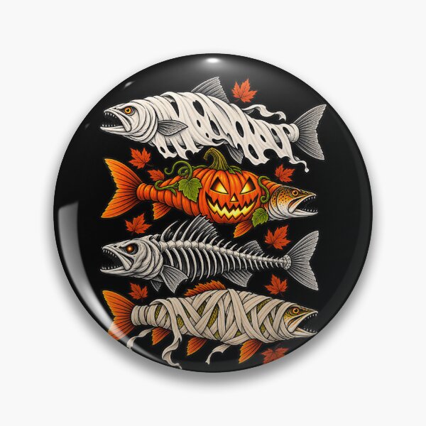 Item preview, Funny Ghost Pumpkin Skeleton Mummy Fish Halloween designed and sold by raewaelchi.