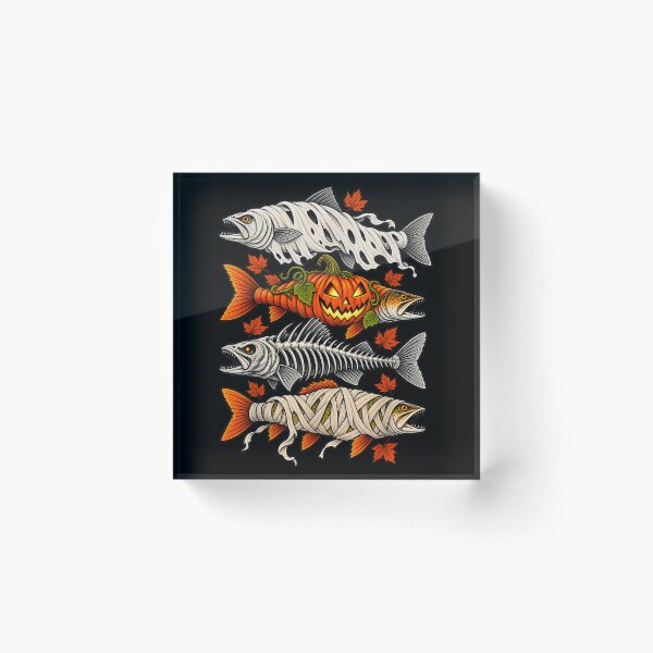 Item preview, Funny Ghost Pumpkin Skeleton Mummy Fish Halloween designed and sold by raewaelchi.