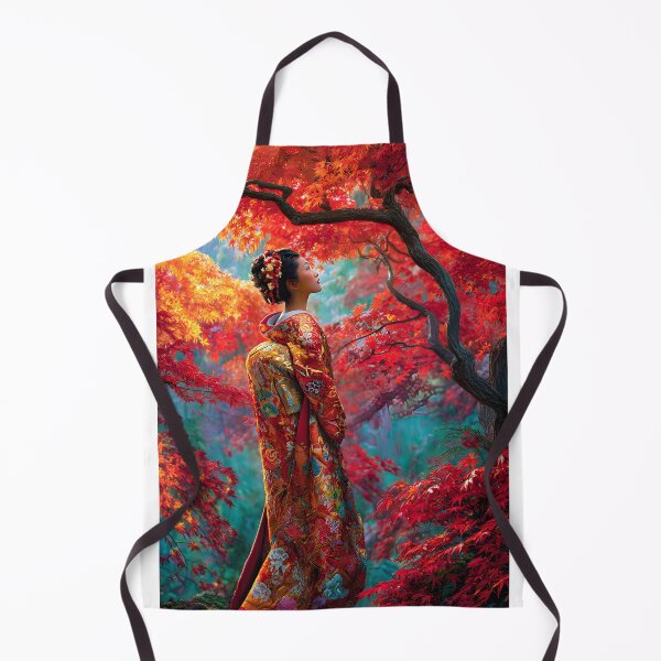 Item preview, Elegant Japanese Woman in Vibrant Autumn Forest designed and sold by Artessie.