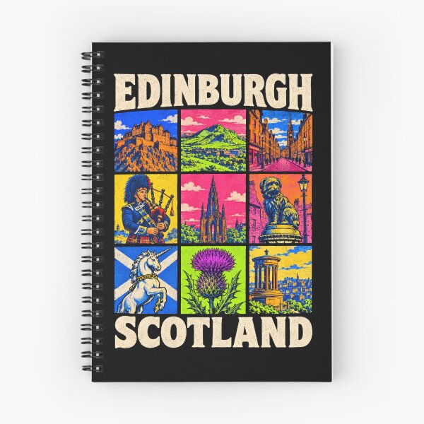 Item preview, Edinburgh Scotland Retro Travel Castle Arthur's Seat Royal Mile Highland Unicorn Illustration designed and sold by Yellowriversss.