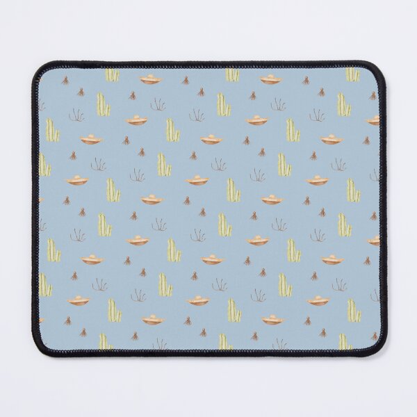 Item preview, Cute Watercolor Sombrero and Cactus Dusty Blue Pattern designed and sold by svitlaarty.
