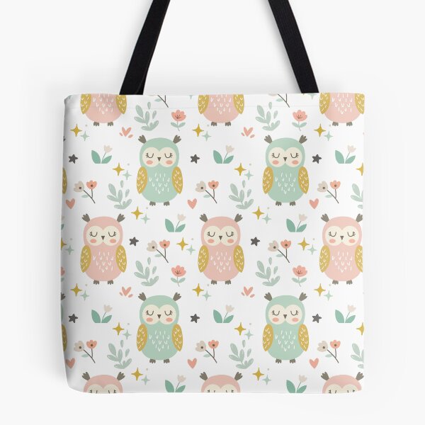 Item preview, Cute Owl Seamless Pattern with Floral Elements designed and sold by prapapon.