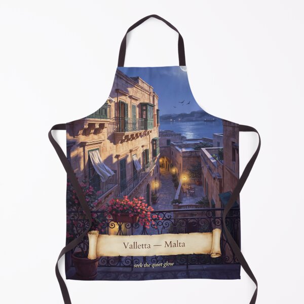 Item preview, Valletta Moonlit Balcony Streetscape — Romantic Mediterranean Night Art designed and sold by stickercuffs.