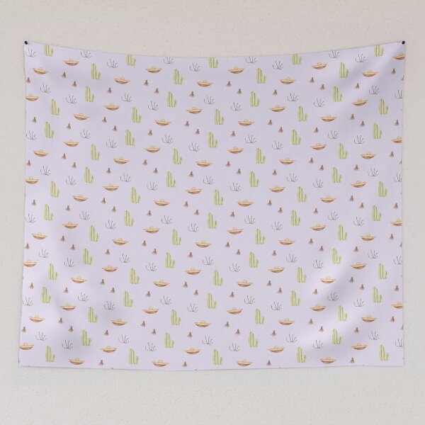 Item preview, Cute Watercolor Sombrero and Cactus Soft Lavender Pattern designed and sold by svitlaarty.