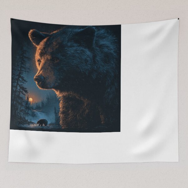 Item preview, Majestic Grizzly Bear Moonlit Forest Wildlife designed and sold by NicolasGlowArt.