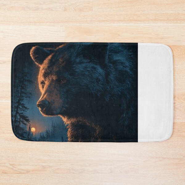 Item preview, Majestic Grizzly Bear Moonlit Forest Wildlife designed and sold by NicolasGlowArt.