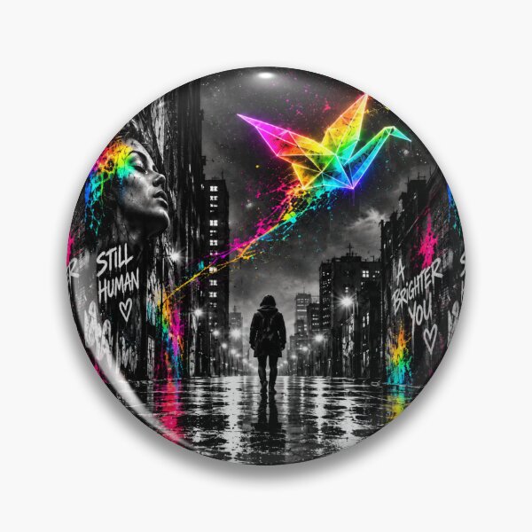 Item preview, Still Human - Neon Urban Street Art designed and sold by Personiq Kaleido.