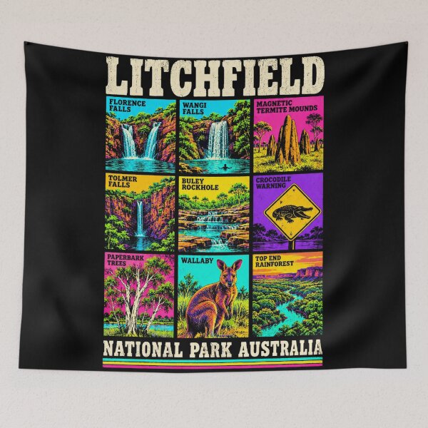 Item preview, Litchfield National Park Australia Retro Travel Florence Wangi Tolmer Falls Wallaby Termite Mounds designed and sold by Yellowriversss.