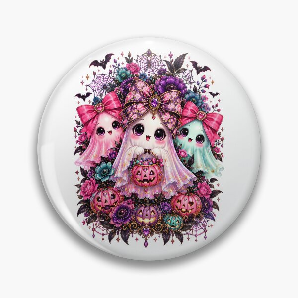 Item preview, Halloween Pastel Goth Ghosts Pink Bows Pumpkin designed and sold by Sovereign Supply Co..