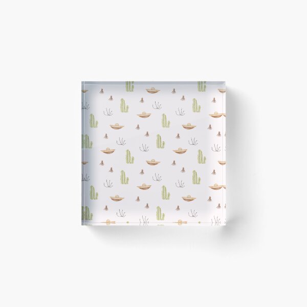 Item preview, Cute Watercolor Sombrero and Cactus Pink Cream Pattern designed and sold by svitlaarty.