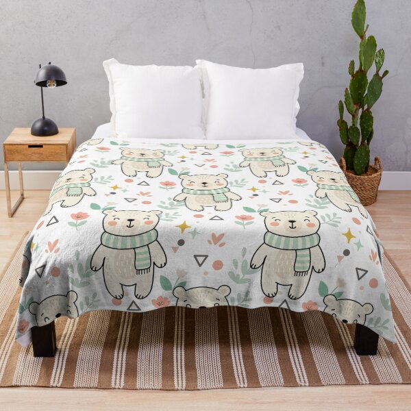 Item preview, Cute Bear Seamless Pattern with Mint Scarf designed and sold by prapapon.