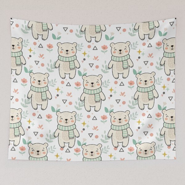 Item preview, Cute Bear Seamless Pattern with Mint Scarf designed and sold by prapapon.